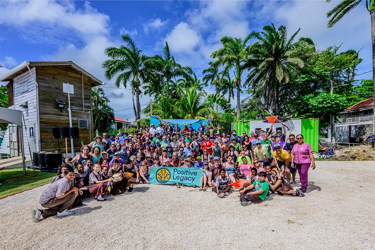 A group of guests volunteering during a day of service.