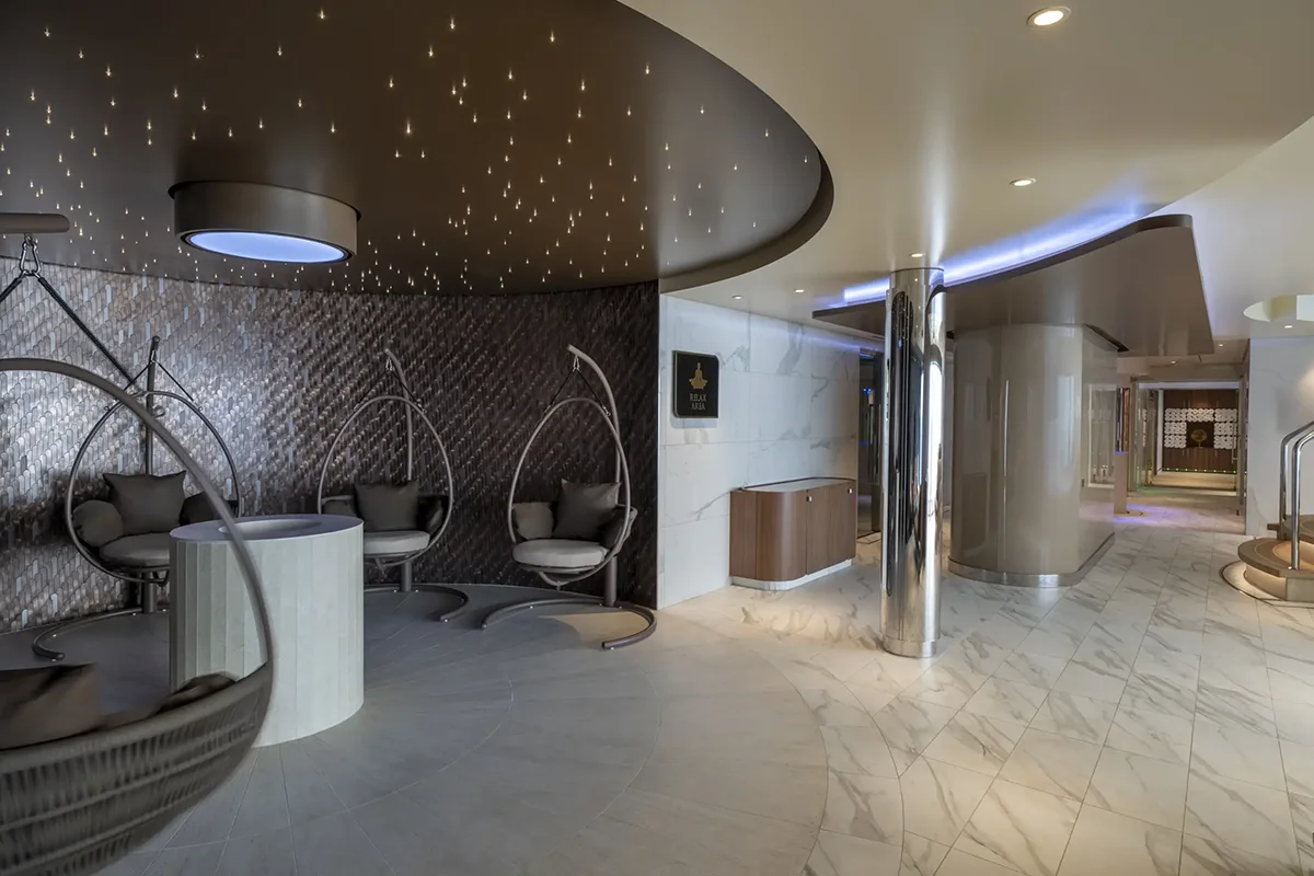 Seating area in the MSC Poesia spa.