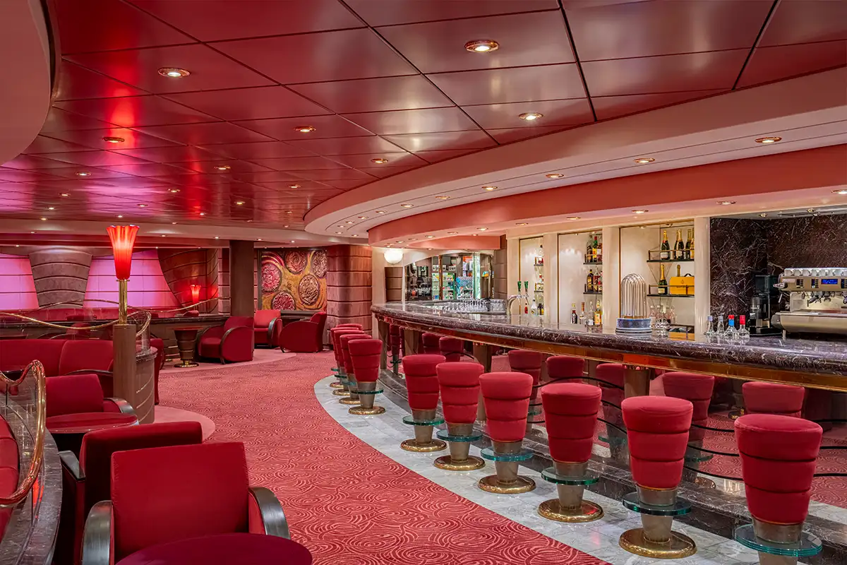 Seating and bar area of the Wine Bar.